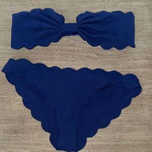 Navy Scalloped Bikini Set